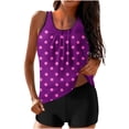 thumbnail image 2 of UPPADA 2 Piece Full Coverage Swimsuits for Women Floral Athleti Crewneck Bathing Suits High Waisted Tummy Control Modest Swimwear Comfy Tankini Top with Shorts Purple,2xl, 2 of 6