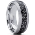 thumbnail image 1 of Men's Tungsten Carbide Wedding Band Ring with Imitated Meteorite Inlay, Dome Comfort Fit 8mm 14, 1 of 5