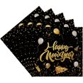 thumbnail image 1 of New Years Eve 20 Pieces Paper Napkins Black Gold Disposable, 1 of 6