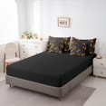 thumbnail image 4 of 7 Piece Golden Honeycomb Print Bed in a Bag Queen Beehive Geometrical Comforter Set with Sheets,Black Hexagonal Pattern Bed Set Geometry Cushion Covers Modern Abstract Plaid Fitted Sheet, 4 of 5