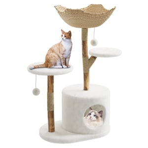 Cat Tree, Cat Tree Tower, Indoor Cat & Kittens Multi-Level Climbing Activity Tower with Scratching Posts, Perches & Real Branch Design, Cat Furniture Activity Center Play House for Indoor Cats