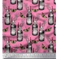 thumbnail image 1 of Soimoi Pink Modal Satin Fabric Insect,Lavender & Vintage Bottle Decor Fabric Printed BTY 42 Inch Wide, 1 of 3