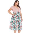 thumbnail image 4 of EQWLJWE Robes pour Femmes Été Tunique Décontractée Grande Taille Imprimé Col en V Manches Courtes Longueur Genou Jupe Robe-Chemise Robe d'Été Plage, 4 of 9