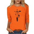 thumbnail image 1 of Dadaria T-Shirt pour Femmes Chemise Orange Manches 3/4 Col Rond Grande Taille Attrape-Rêves d'Été Blouses 2TG, 1 of 4