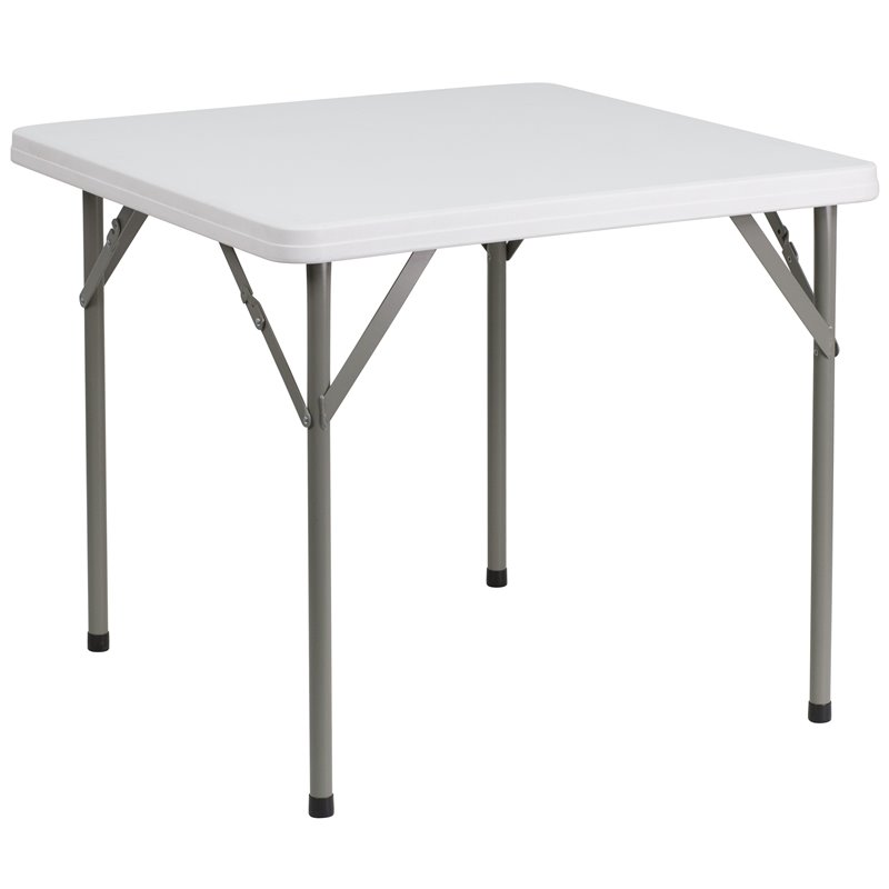 Table pliante carrée en plastique blanc granite