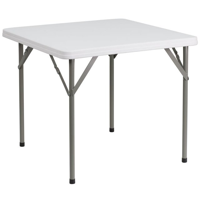 Table pliante carrée en plastique blanc granite