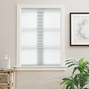 Biltek Stores Plissés en Tissu (Découpés sur Mesure), Stores Sans Cordon Filtrant la Lumière pour Fenêtres et Intimité - 48 Pouces L x 72 Pouces H, Blanc