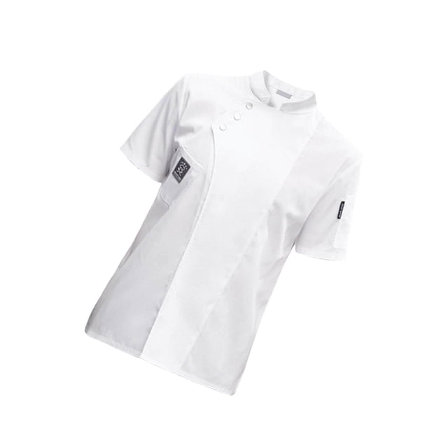 Chef Jacket Short Sleeve Cooking Clothes Simple Cotton Short Sleeve Chef Chef Coat for Restaurant White 4XL