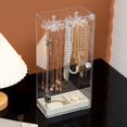 thumbnail image 4 of Riforla Acrylic Necklace Display Stand Desktop Jewelry Organizer Box with Door Bracelet Storage Rack Jewelry Box Clear, 4 of 9