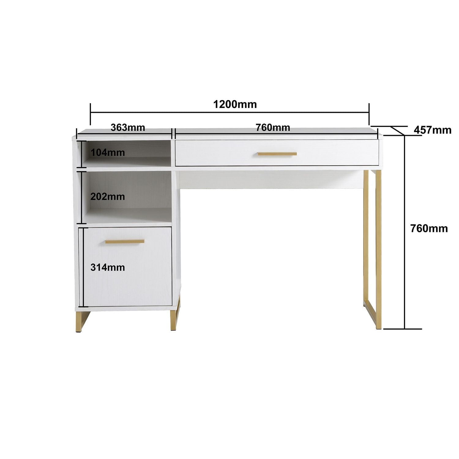 Mainstays Bureau d’écriture en bois et métal avec 1 tiroir et 1 porte pour adulte adolescent, 29,92 po.