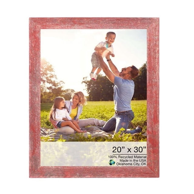 homeroots home decor 386540 20" x 30" Rustic Farmhouse Red Wood Frame