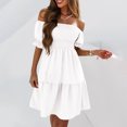 thumbnail image 1 of Gspmoly Robes d'Été pour Femmes, Robe d'Été Unie à Manches Courtes pour Femmes Robes de Mariage pour Femmes Liquidation, 1 of 6