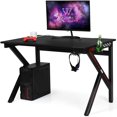 thumbnail image 1 of Patiojoy K-Shape Gaming Desk Computer PC E-Sports Table w/ Cup Holder Hook Black, 1 of 10