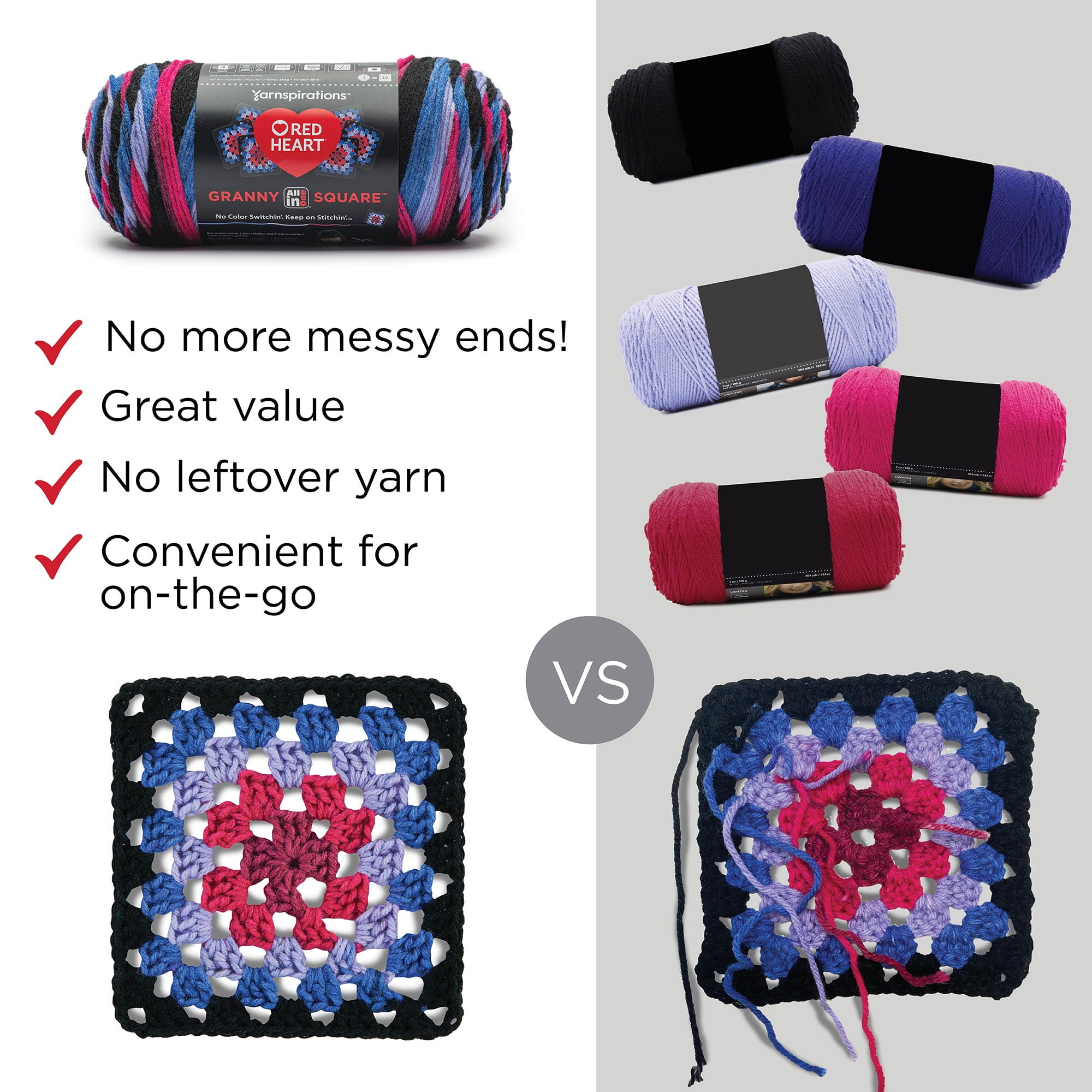 Red Heart® All In One Granny Square™ Fil acrylique peigné n° 4 (moyen) 8.8oz/250g 417 Yards