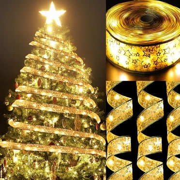 EQWLJWE Décorations de Noël Intérieur Extérieur, Lumières de Noël à Ruban LED, Guirlande Lumineuse de Noël Alimentée par 40 LED pour Arbre de Noël, Décoration de Fête Intérieure Extérieure Suspendue