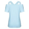 thumbnail image 4 of Dealovy Hauts Grande Taille pour Femmes Épaules Dénudées Col Rond Tunique Manches Courtes Unis Habillés Décontractés Blouses, 4 of 7