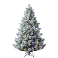 thumbnail image 1 of Holiday Time Concord 7.5' Pre-Lit Regular Full Flocked Quick Set® Simple Shape Pine Christmas Tree - Green, 1 of 10
