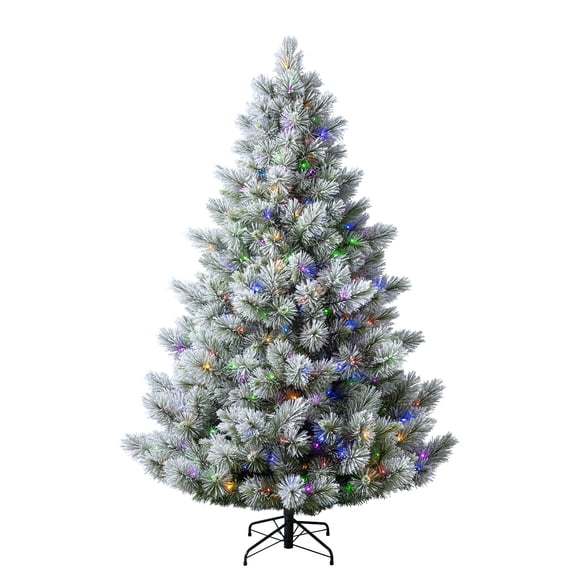 Holiday Time Arbre de Noël artificiel Pin du Floqués Complet Régulier Concord Pré-Éclairé de Simple Shape Quick SetMD 7.5 pi (2,29 m) - Vert