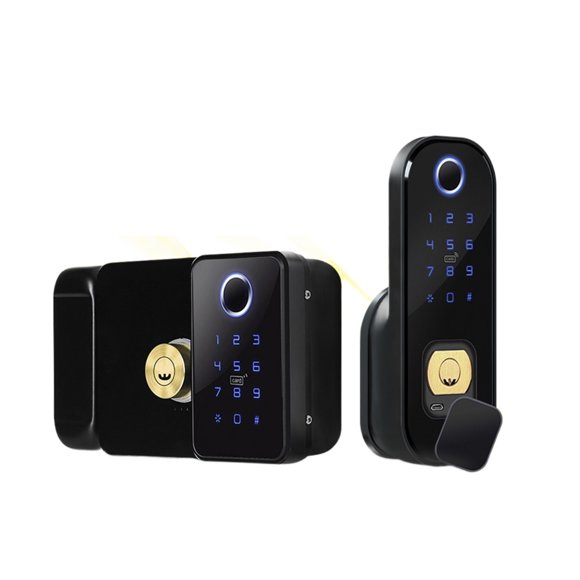 Serrure Intelligente Étanche pour Portail Extérieur, Sans Clé, à Rebord Électrique, Double Face, Lecteur d'Empreintes Digitales, avec Application Ttlock, Intelligente et Pratique