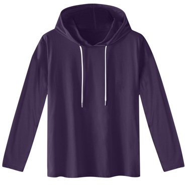 Penkiiy Mens Hoodie Pullover Long Sleeve Casual Fashion Sweatshirts Drawstring Gym Hooded Shirt M Purple