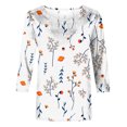 thumbnail image 5 of IROINNID T-shirt à Manches Longues en Polyester Réduit pour Femmes, T-shirt Ample Imprimé Quotidien, Blouse Mi-Longue à Col Rond, Blanc, 5 of 5