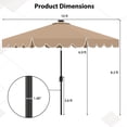thumbnail image 3 of Costway 10 FT Solar Patio Umbrella with 24 LED Lights 8 Ribs & Tilt Adjustment Coffee, 3 of 10