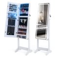 thumbnail image 1 of Costway Armoire à Bijoux avec Miroir à DEL, Organisateur sur Pied avec Lumière Intégrée à 3 Couleurs, 1 of 10