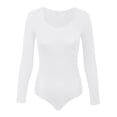 thumbnail image 5 of GPOECD Combinaison Décontractée pour Femmes, Couleur Unie, Encolure Carrée, Manches Longues, devant à Boutons, Coupe Ajustée, Justaucorps Combinaison pour Femmes, Extensible, Combinaisons pour Femmes, Confortable 01_White,L, 5 of 5
