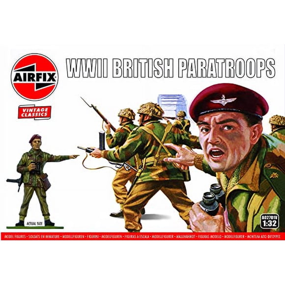 Airfix Vintage Classics WWII British Paratroops 1:32 WWII Military Diorama Plastic Model Figures A02701V