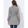 thumbnail image 4 of INSPIRE CHIC Manteau Long d'Hiver pour Femme à Col Peter Pan, à Simple Boutonnage, Gris Uni G, 4 of 5