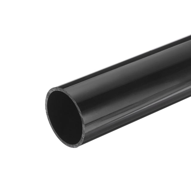 PVC Rigid Round Pipe 45.2mm ID 50mm OD 20cm/8" Length Black High Impact for Water Pipe, Crafts, Cable Sleeves