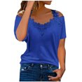 thumbnail image 1 of Dealovy Hauts Grande Taille pour Femmes Épaules Dénudées Col Rond Tunique Manches Courtes Blouses Décontractées Unies, 1 of 6