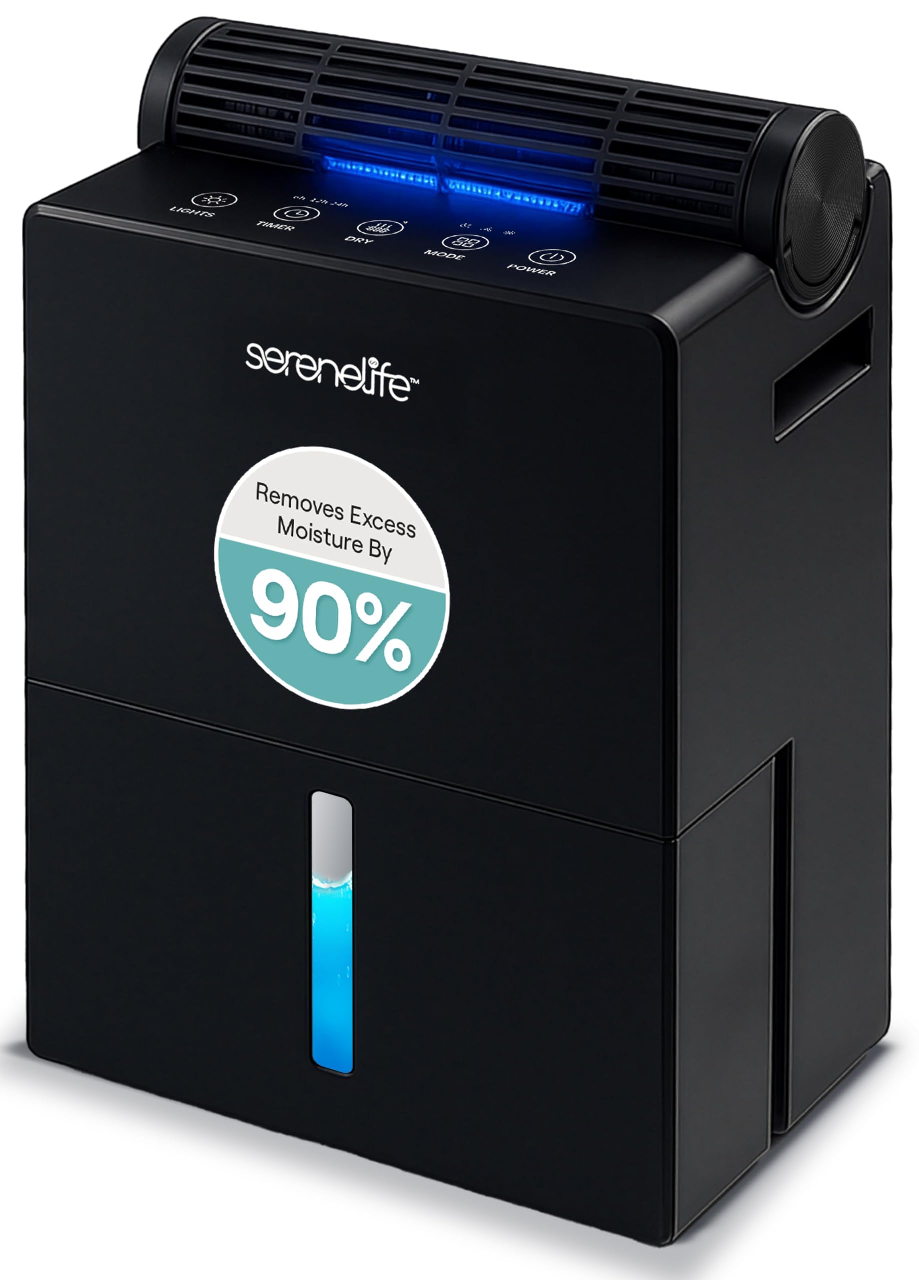 SereneLife Dehumidifiers for Home, 91 Oz Quiet Dehumidifier for Bedroom, Bathroom, Basement with Removable Cylinder For Closet, T