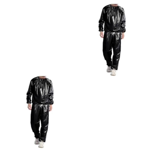 yingyy 1/2/3/5 Maison Salon Spa Sauna Combinaison Course Exercice Mise en Forme Veste de Survêtement Réutilisable Lavable PVC Combinaisons de Sport Noir TTG 2 Pcs