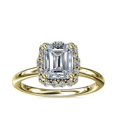 thumbnail image 1 of 0.90 T.C.W Emerald Shape Natural Diamond Latest Design Halo Wedding Ring for Ladies Solid 14K Yellow Gold Size 8, 1 of 8