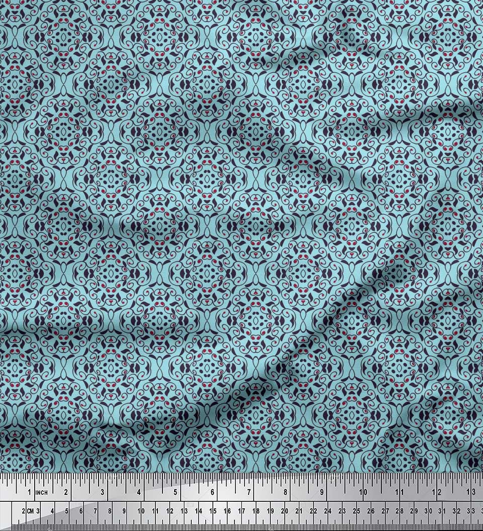 Soimoi Velvet Fabric Swirl Small Print Fabric by The Yard 58 Inch Wide
