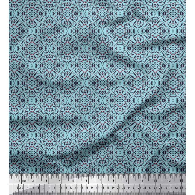 Soimoi Rayon Fabric Swirl Small Printed Fabric 1 Yard 56 Inch Wide