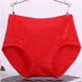 thumbnail image 3 of Culottes en Dentelle Unies Grande Taille Taille Haute Anti-Fuites Entrejambe en Coton Shorts sous-Vêtements Culottes Culottes pour Femmes Lot Gainant Ensembles Culottes pour Dames Rouge 5TG, 3 of 3