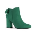 thumbnail image 1 of Unique Bargains Bottines à Talon Épais pour Femme à Bout Rond avec Nœud Vert 6,5, 1 of 8