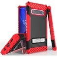 thumbnail image 1 of Étui pour Galaxy S10 Plus, Étui Rouge à Trois Boucliers [Qualité Militaire] Robuste avec Béquille en Métal [Inclut une Dragonne Lanière] pour Téléphone Samsung Galaxy S10+ (SM-G975), 1 of 10