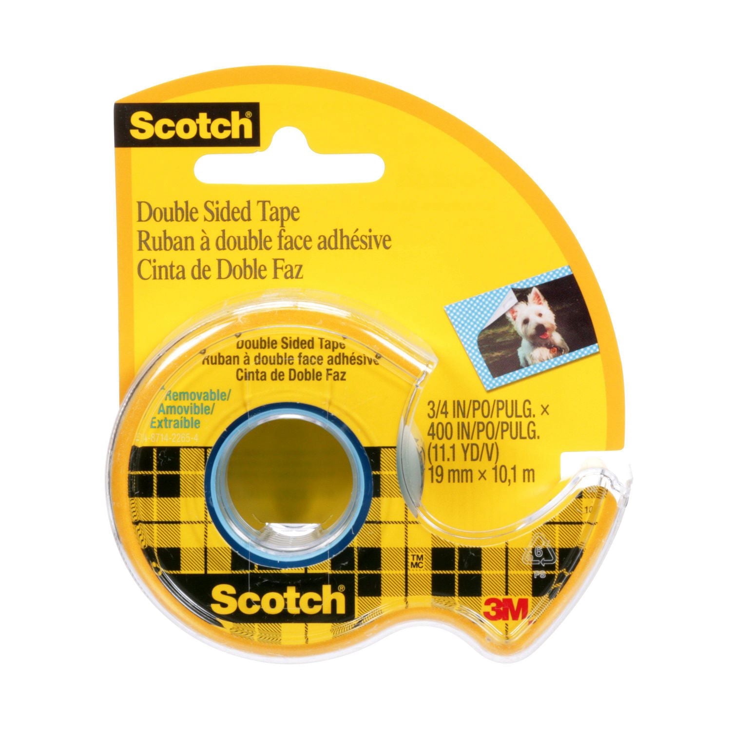 Ruban à double face adhésive Scotch®, 667-ESF, 19 mm x 10,1 m (3/4 po x 11,1 v), reconditionnement pour Walmart