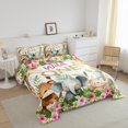 thumbnail image 3 of Erosebridal Cartoon Animals Bedding Queen Comforter Set, Botanical Floral Down Comforter, Wildlife Theme Decor, Reversible, 3 of 7