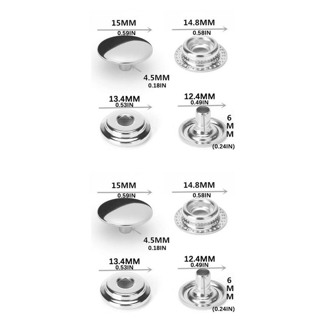 jesticaly 100 Pcs Fermoir à Pression en Acier Inoxydable Bouton Bouton-Pression Accessoires Type1 2Ensemble