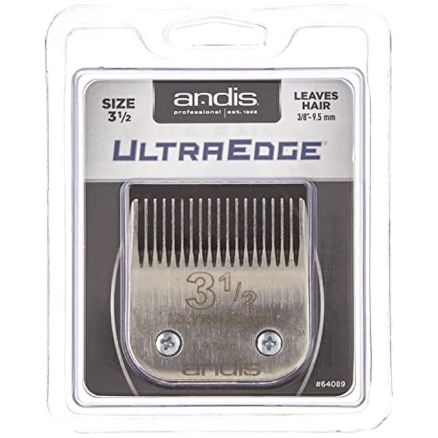 ANDIS Taille 3-1?2 Lame de Collation des Grades 3/8 Po (9,5 mm) Finition chrome, Idéale pour le Toilettage des Chiens et des Résultats Professionnels avec Tondeuses à Lame Détachables. Compatible avec ANDIS clipper series AG, AGC, BDC, BG, DBLC, FHC, MBG et SMC. Emballée dans un Étui en Plastique Transparent Présentant la Lame et la Marque.