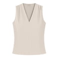 thumbnail image 4 of Gpoecd Camisoles à Col Rond pour Femmes, Décontractées, Col à Volants, Sans Manches, Blouse Basique d'Été pour Usage Quotidien, Camisole pour Femmes Beige, TTG, 4 of 4
