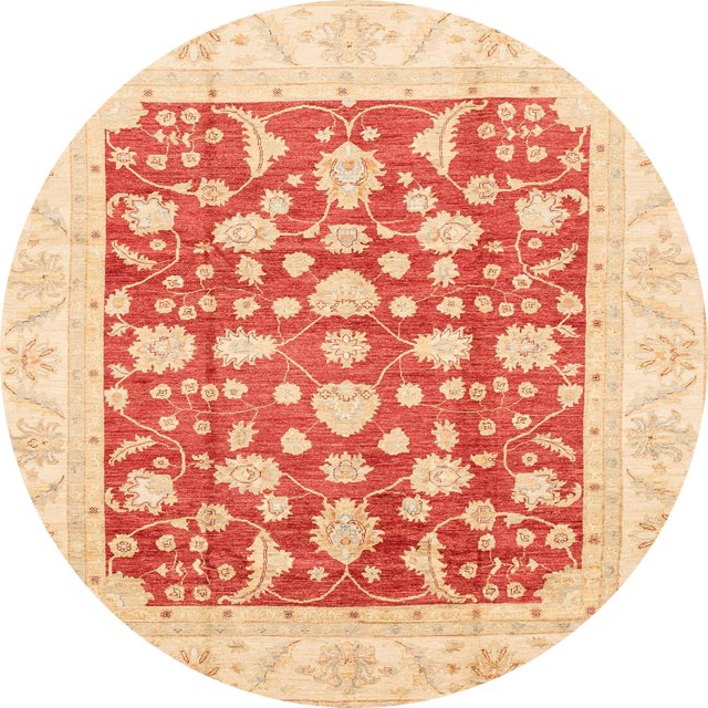Ahgly Company Tapis d'Intérieur Ronds Abstraits Orange Vif, Tapis de Zone Abstraits, 8 Pieds Rond