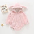 thumbnail image 2 of WEIYLL Jumpsuits for Girls Casual Autumn Winter Long Sleeve Rabbit Ears Hooded Solid Color Light Pink Baby Playsuit for 3-6 Months, 2 of 7
