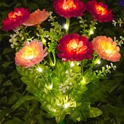 Solar Lotus Flower Lights Outdoor Garden Decorative, Xinsrenus LED Ground Stake Light Realistic Silk Flowers, Solar Powered Night Landscape Light for Lawn Pathway Patio with Auto On Off