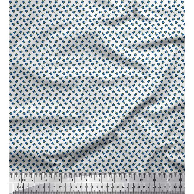Soimoi Poly Georgette Fabric Leaves & Floral Small Printed Fabric 1 Yard 42 Inch Wide