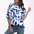 thumbnail image 4 of Pisexur Hauts d'Été pour Femmes Mode Décontractée Manches Courtes Col Rond T-Shirts Confortables Amples Surdimensionnés Imprimé Floral Blouses Hauts Mode T-Shirts Imprimés Graphiques Grande Taille Tops de Sortie S-5TG, 4 of 7